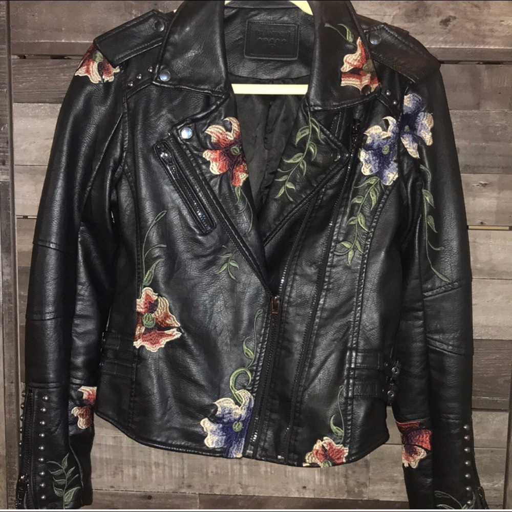 Blank NYC Floral Vegan Leather Moto Jacket